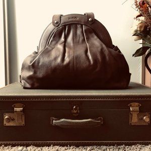 Max Mara 100% Leather Boho Shoulder Bag Purse, Made in Italy